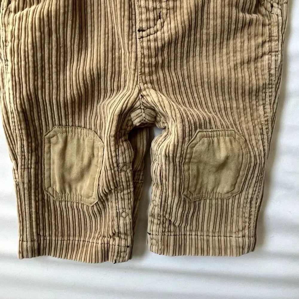 VTG Y2k 03 Gymboree Baby 6-9 Bib Overalls Corduroy Gym-mark Tan Nature Hedgehog